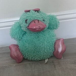 Mint Green Plush Duck with Pink Metallic Accents